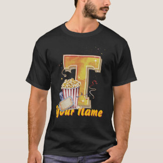 Personalized initial T popcorn tickets cinematic T-Shirt