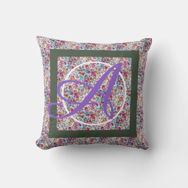 PERSONALIZED INITIAL Throw Pillow, HAPPY SEED HOME Throw Pillow (Front)