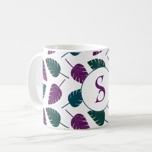 Personalized Initial Tropical Banana Palm Leaf Coffee Mug