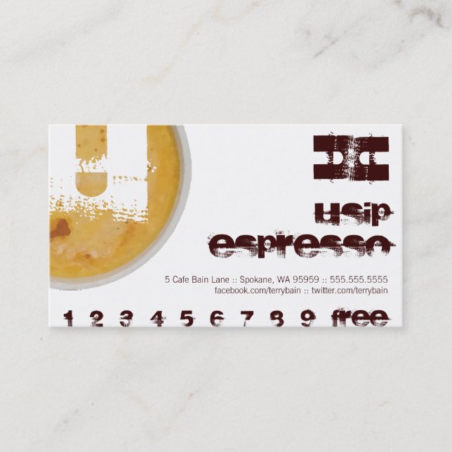 Personalized Initial U Coffee Loyalty Card (Front)