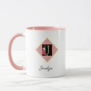 Personalized Initial Vintage Roses "J" Mug