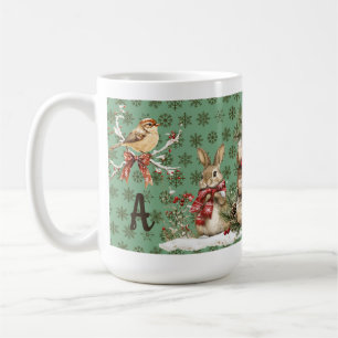 Personalized initial winter woodland coffee mug