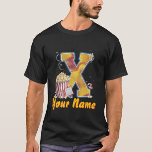 Personalized initial X popcorn tickets cinematic T-Shirt