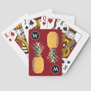 personalized initial / yellow pineapples playing cards