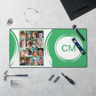 Personalized initials 16 photo green desk mat