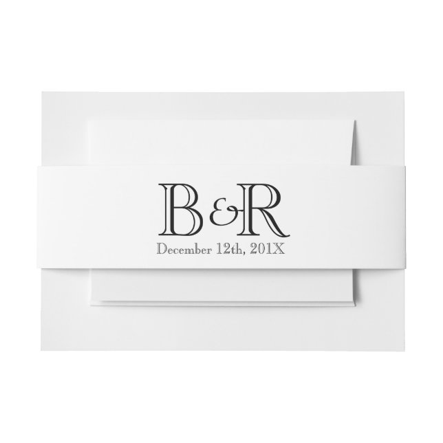 Personalized Initials and Date Belly Band Invitation Belly Band (Front Example)