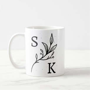 Personalized Initials Botanical Monogram Floral Coffee Mug