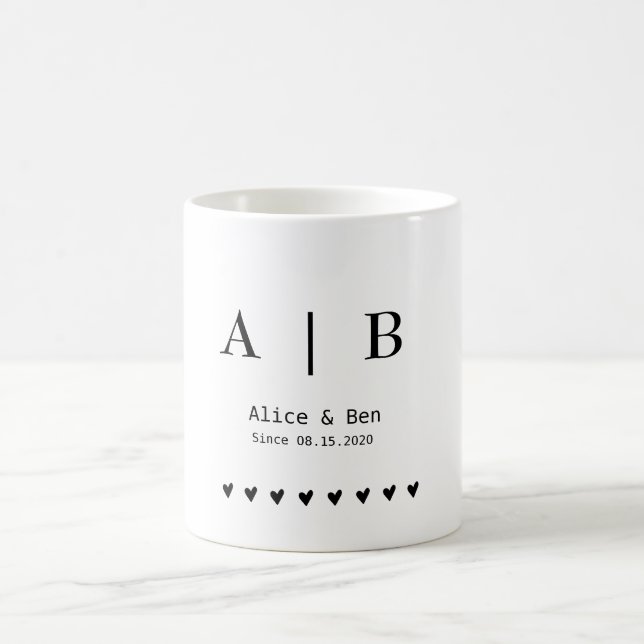 Personalized Initials & Date Mug - Custom Couples  (Center)