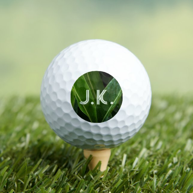 Personalized initials & green leaves golf balls (Insitu Tee)