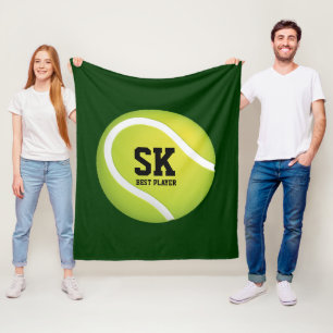 Personalized Initials Green Tennis Ball Fleece Blanket