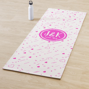 Personalized Initials J & K Pink Love Pattern Yoga Mat