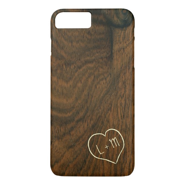 Personalized initials mahogany wood grain texture Case-Mate iPhone case (Back)