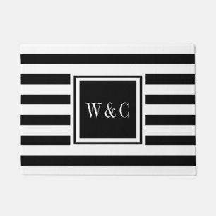 Personalized Initials Monogram Black and White Doormat