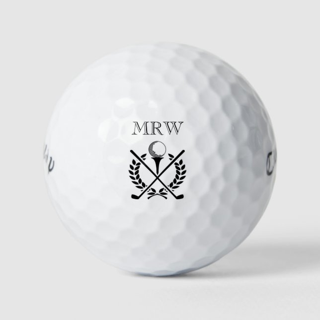 Personalized Initials Monogram Generic Crest Clubs Golf Balls (Front)