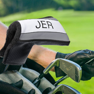 Personalized Initials Monogram Grey Black Putter Golf Head Cover