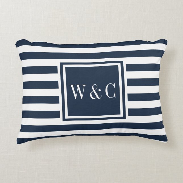 Personalized Initials Monogram Navy Blue  Accent Pillow (Front)