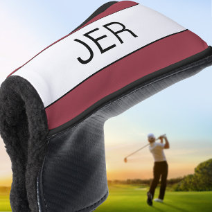 Personalized Initials Monogram Red Black Putter Golf Head Cover