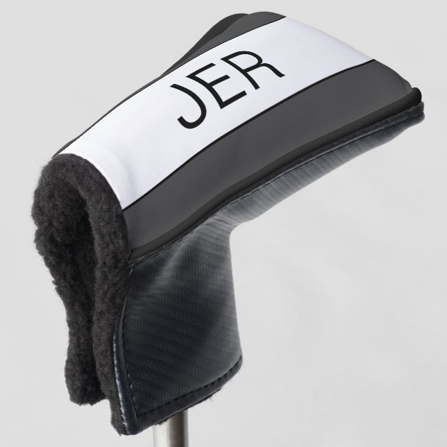 Personalized Initials Monogrammed Dark Grey Putter Golf Head Cover (3/4 Front)