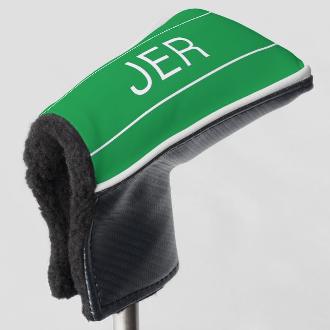 Personalized Initials Monogrammed Green Protective Golf Head Cover (3/4 Front)