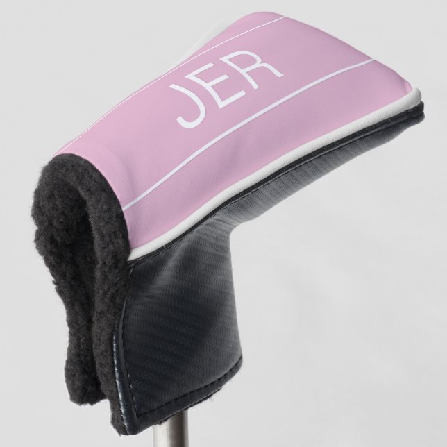 Personalized Initials Monogrammed Pink Protective Golf Head Cover (3/4 Front)