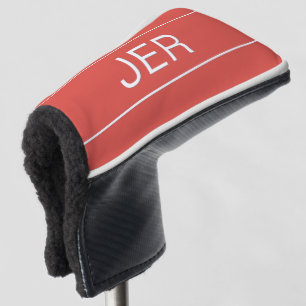 Personalized Initials Monogrammed Red Protective Golf Head Cover