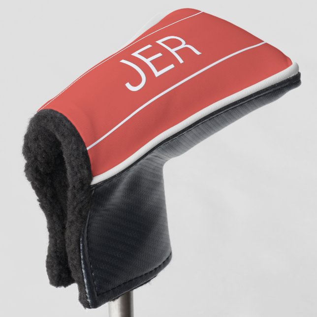 Personalized Initials Monogrammed Red Protective Golf Head Cover (3/4 Front)