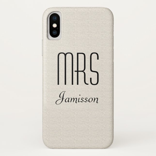 Personalized Initials MRS Rustic Off White Case-Mate iPhone Case (Back)