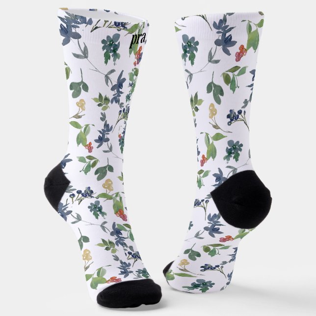 Personalized Initials Multicolor Red Purple Green  Socks (Angled)