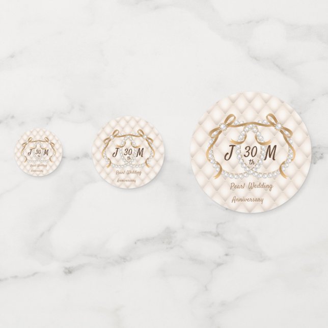 Personalized Initials Pearl Ribbon Table Confetti (Fronts)