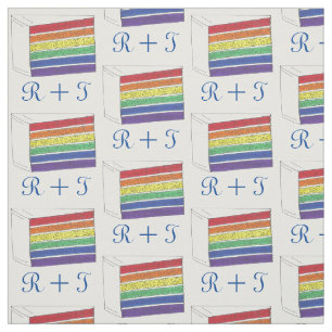 Personalized Initials Rainbow Wedding Cake Pride Fabric