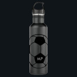 Personalized Initials Soccer Black White 710 Ml Water Bottle<br><div class="desc">Personalized monogram initials on all black-on-black and white custom soccer player water bottle with a simple modern and minimal soccer ball custom name monogram imprint. Great gift for a men women,  teens and kids soccer player who loves modern and minimal designs on useful soccer themed gifts.</div>