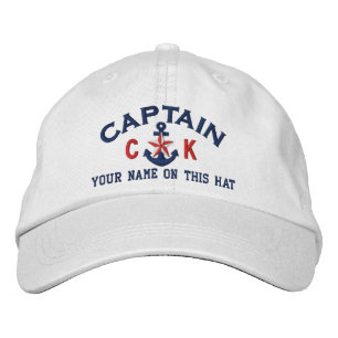 Personalized Initials Text Captain Star Anchor Embroidered Hat