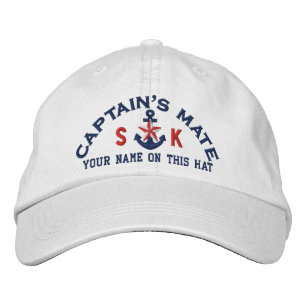 Personalized Initials Text Captain's Mate Star Embroidered Hat