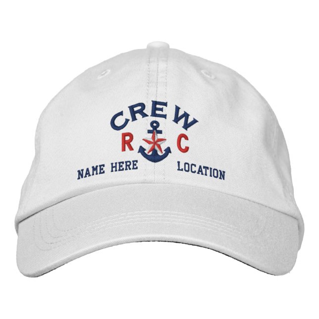 Personalized Initials Text Crew Star Anchor Embroidered Hat (Front)