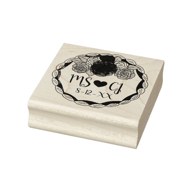 Personalized Initials Wedding Cake Date Stamp (Stamp)