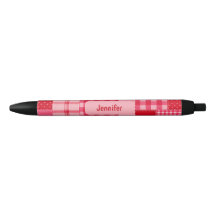 Personalized Ink Pen with pink and red patch