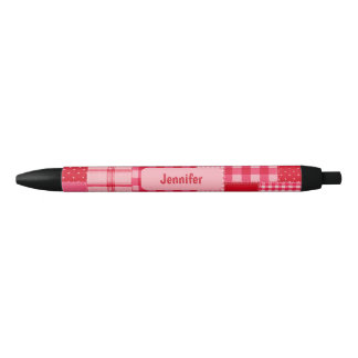 Personalized Ink Pen with pink and red patch