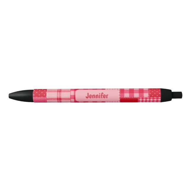 Personalized Ink Pen with pink and red patch (Front)