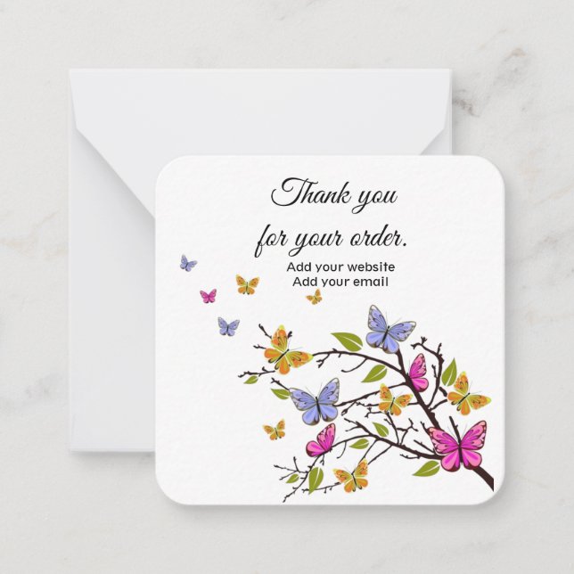 Personalized inserts Business Butterfly notecards (Front)