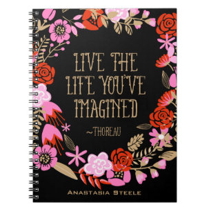 Personalized Inspiration Live Life Imagined Quote Notebook