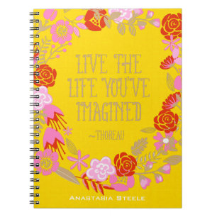 Personalized Inspiration Live Life Imagined Quote Notebook