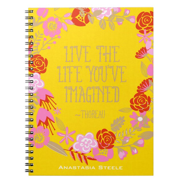 Personalized Inspiration Live Life Imagined Quote Notebook (Front)