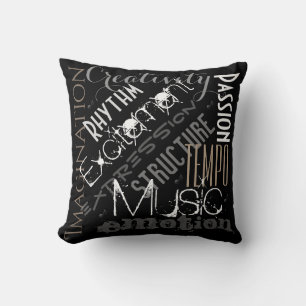 Personalized Inspiration Music Black, White, Grey Throw Pillow