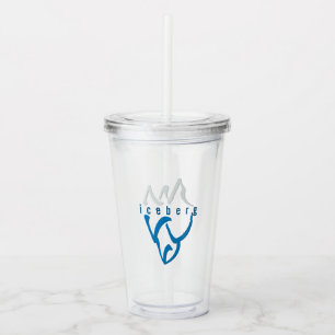 Personalized Inspirational Blue Abstract Iceberg Acrylic Tumbler