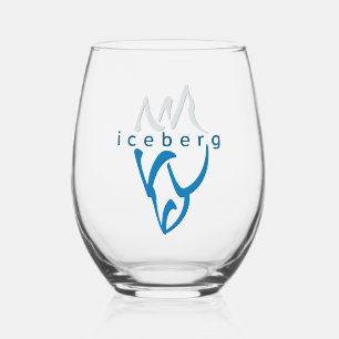 Personalized Inspirational Blue Iceberg Art Stemless Wine Glass