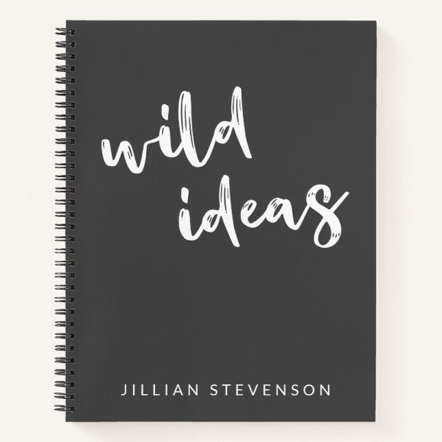 Personalized Inspirational Ideas Black and White Notebook (Front)