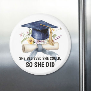 Personalized Inspirational Quote Floral Graduation Magnet