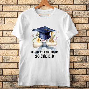 Personalized Inspirational Quote Floral Graduation T-Shirt