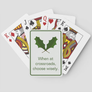 Personalized Inspirational Quote, Green Leaf Art Playing Cards