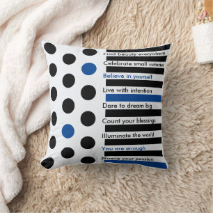 Personalized Inspirational Stripes and Polka Dots Throw Pillow